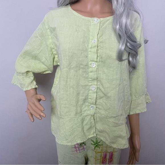 Liz and June Hand-Painted Linen Top & Pants Set – Size Large - Picture 5 of 16